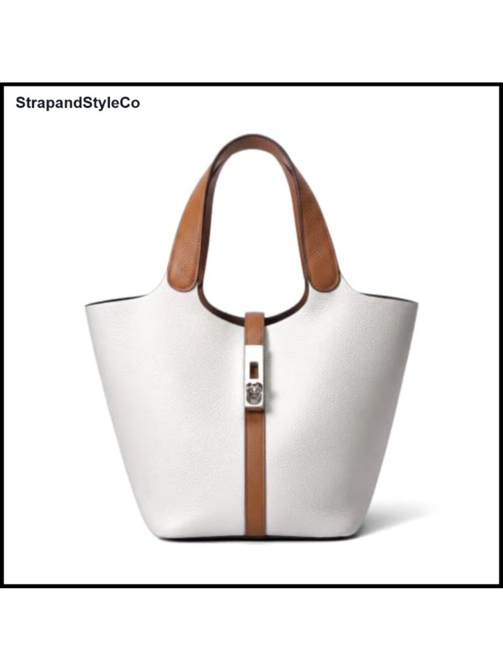 Vegan Leather Bucket Tote Bag Top Handle Satchel with Zipper Pouch